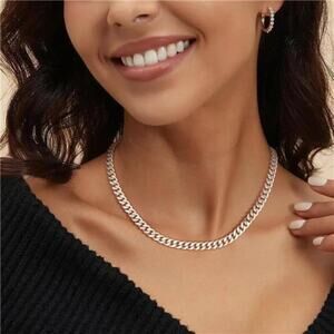 Gold Cuban Chain Necklace for Women,14K Gold Plated Dainty Chunky Necklace